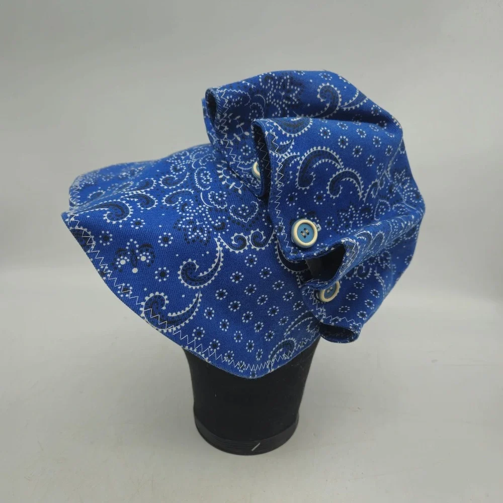Vintage Sun Bonnet‎ Hat Blue Paisley Bandana Pioneer Frontier Hollie Hobbie
